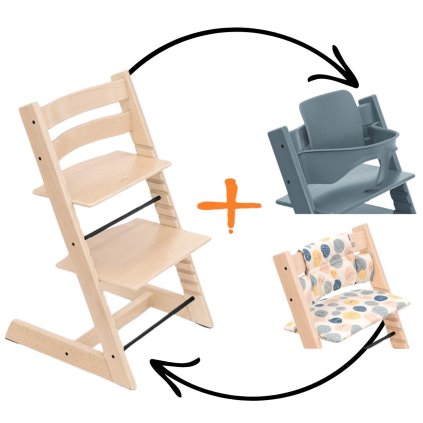 STOKKE Set Tripp Trapp Židlička Natural + Polstrování + Baby set