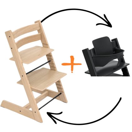 STOKKE Set Tripp Trapp Židlička Oak Natural + Baby set2 Black