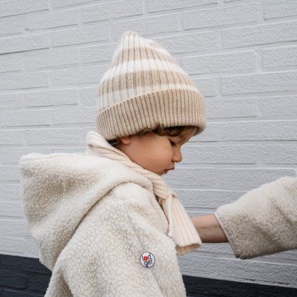 LODGER Čepice Stripe Merino Beige