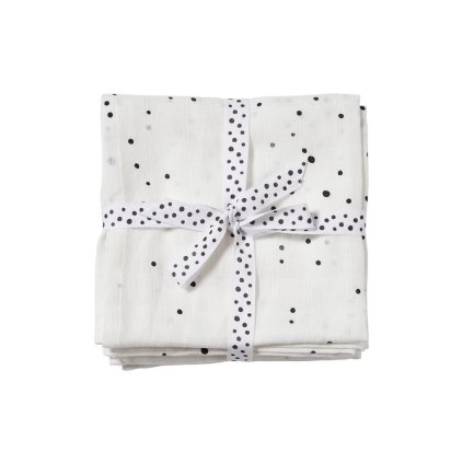 DONE BY DEER Mušelínové plenky Dreamy dots, bílé, 2 ks