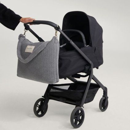 STUDIO NOOS Flannel Chalkstripe Diaper Bag Light Grey