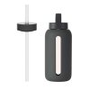 BINK Cenově zvýhodněný set Mama Skleněná lahev na vodu + Brčko s uzávěrem Smoke