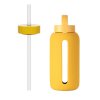 BINK Cenově zvýhodněný set Mama Skleněná lahev na vodu + Brčko s uzávěrem Mustard