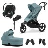 CYBEX Gold Zvýhodněný set Kompletní kočárek Avi Spin Stormy Blue + autosedačka, báze a adaptéry