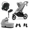 CYBEX Gold Zvýhodněný set Kompletní kočárek Avi Spin Fog Grey + autosedačka, báze a adaptéry