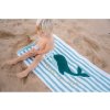 LITTLE DUTCH Plážová osuška 120 x 60 cm Seashells/Stripes Surf Blue