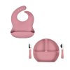 MARTONS Jídelní sada silikonová s přísavkou 4-dílná Tmavě růžová