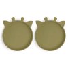 NUUROO Akila Silikonový talířek 2 ks Giraf Olive Green