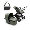 BUGABOO Fox3 Zvýhodněný set Kočárek Black/Forest Green/Forest Green + Leokid organizér Black