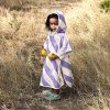 LÄSSIG Beach Poncho Stripes Purple/Sea Salt