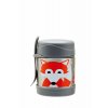 3 SPROUTS Stainless Steel Termoska na jídlo + vidlička Fox Gray