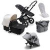 BUGABOO Cameleon3 Plus Kompletní kočárek Black/Fresh White letní set Grey Melange