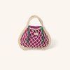 STUDIO NOOS MACRAME Mini Hand Bag Síťka Natural & vnitřní taška Purple Green