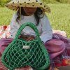 STUDIO NOOS MACRAME Mini Hand Bag Síťka Green & vnitřní taška Purple Green