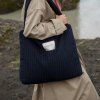 STUDIO NOOS Flannel Chalkstripe Diaper Bag Dark Blue