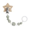 LÄSSIG Soother Holder Wood/Silicone Little Universe star olive