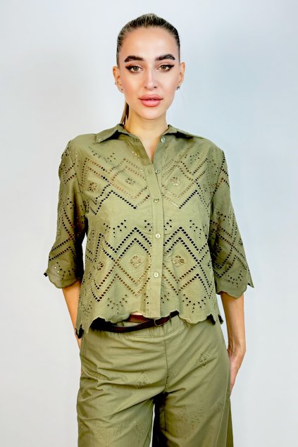 TensioneIn Dámská elegantní khaki košile madeira