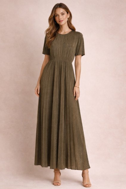 Kocca Dámské společenské třpytivé šaty na gumu v pase