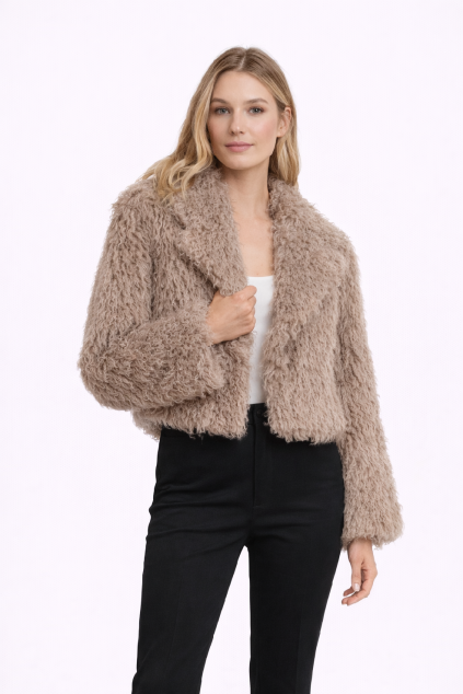 Bežová bunda s umělou kožešinou