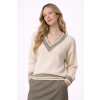 Elegant model in cream sweater