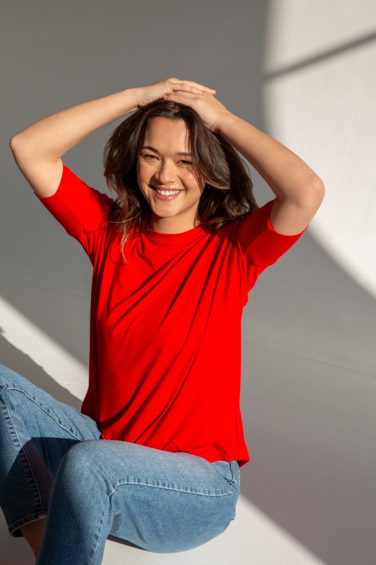 oneday sonja damske triko s kratkym rukavem cervene 11