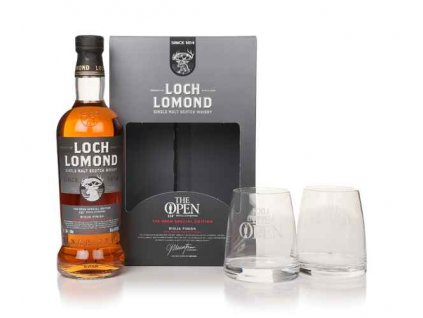 loch lomond the open 2023 special edition gift set with 2x glasses whisky