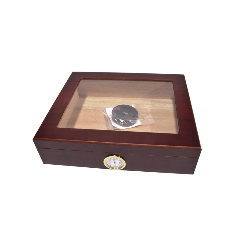 Humidor 25D prosklený červenohnědý