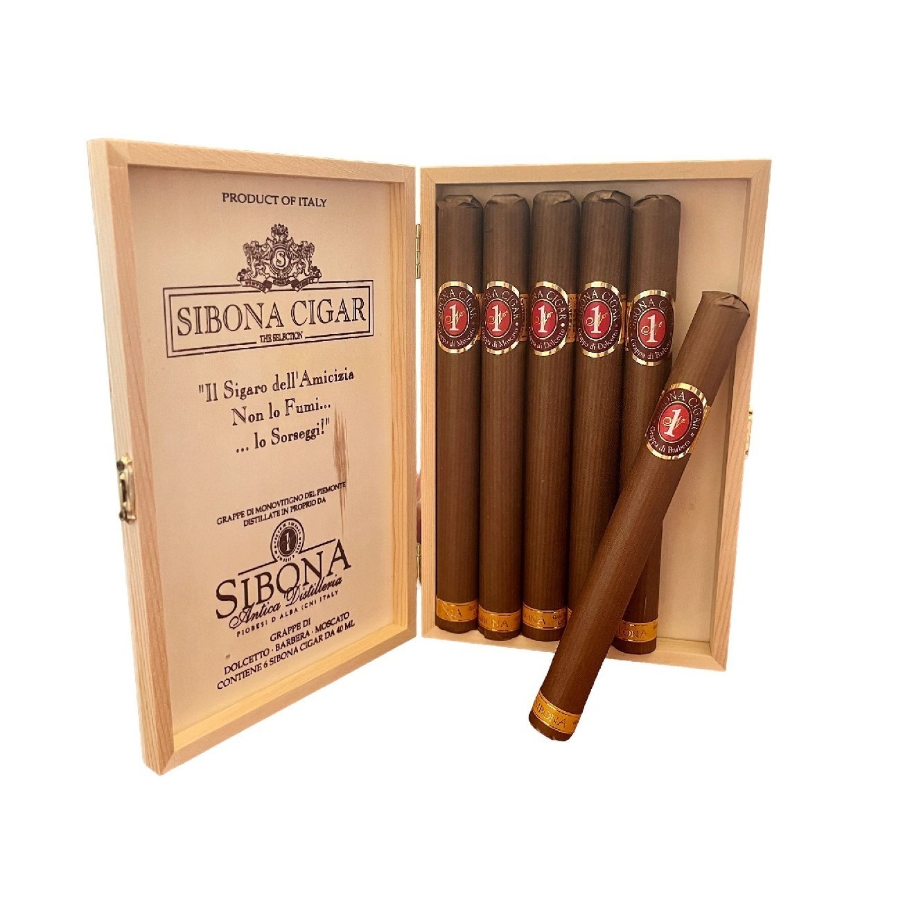 Sibona Grappa Set Cigars 6x 0,04l