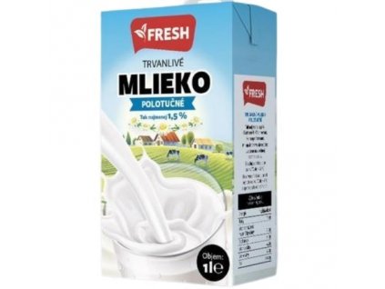 Fresh mlieko polotučné trvanlivé 1,5% 1 l 