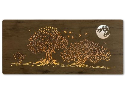 led obraz tri duby a mesiac na stenu 110x50cm