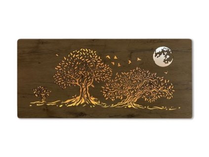 led obraz tri duby a mesiac na stenu 90x40cm