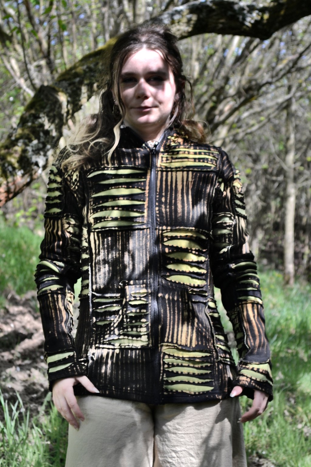 Hoodie jacket Narajana lime black Onespiritvibes