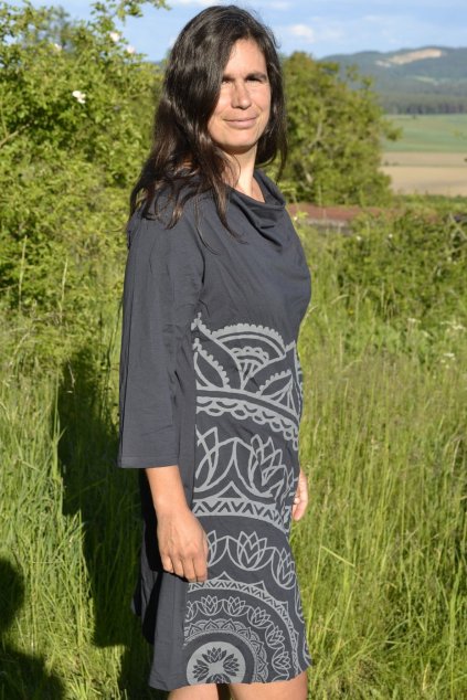 Šaty Mandala z Biobavlny - šedé