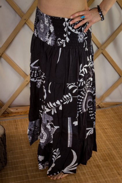 Long paneled skirt Himalayan - black/white