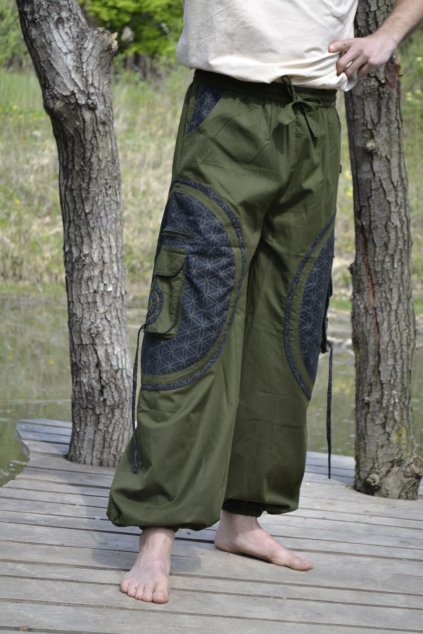 Kalhoty Nirvana - zelené s černou