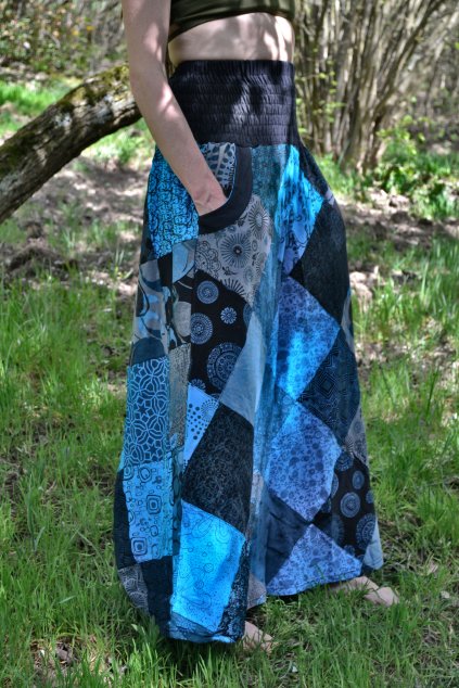 Dlouhá Sukně Patch - modrá