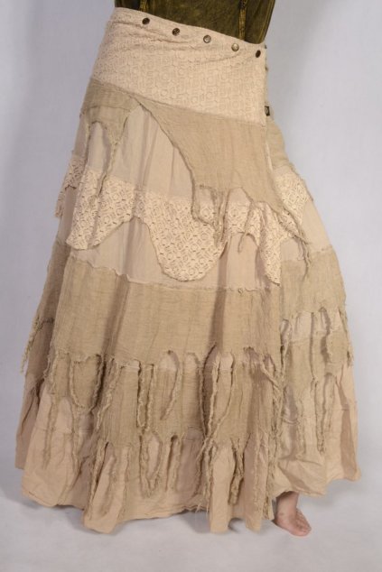 Dlouhá zavinovací sukně Gipsy - přírodní bílá
