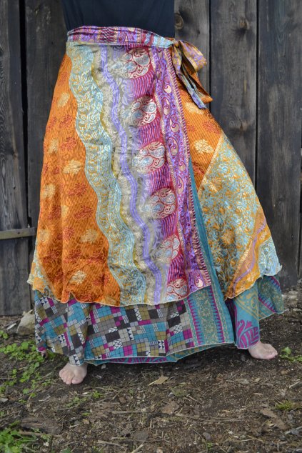 Zavinovací Sukně Silk Devi - oranžová