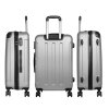 Set of travel suitcases in silver color 4 pcs