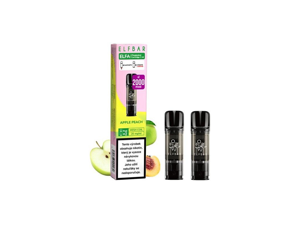 elf bar elfa pods cartridge 2pack apple peach 20mg