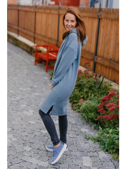 Světle modrá dlouhá mikina z biobavlny
