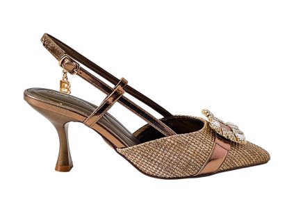 Hnedé slingback lodičky Laura Biagiotti Raffia Brown