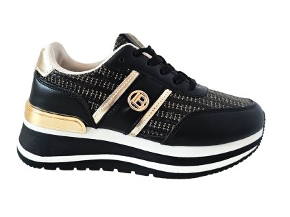 Čierne tenisky na platforme Laura Biagiotti Calf Black Gold