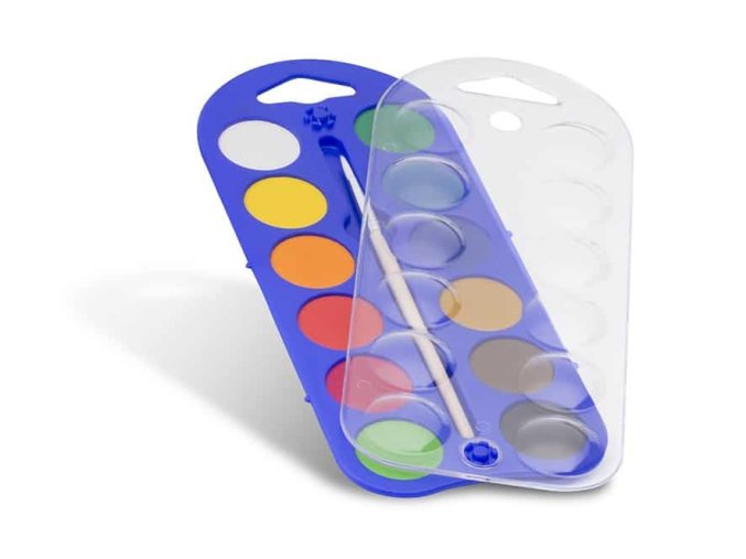 Vodové barvy PRIMO, Ø 25mm, 12 barev + štětec