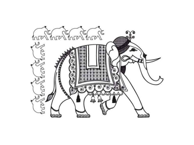 Samolepka na textil, zažehlovací,motiv ELEPHANT-slon, černá