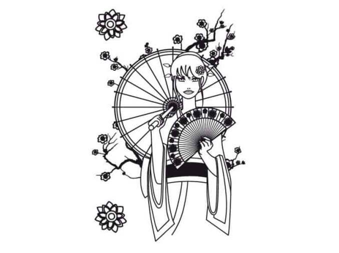 Samolepka na textil, zažehlovací, motiv MANGA, černá