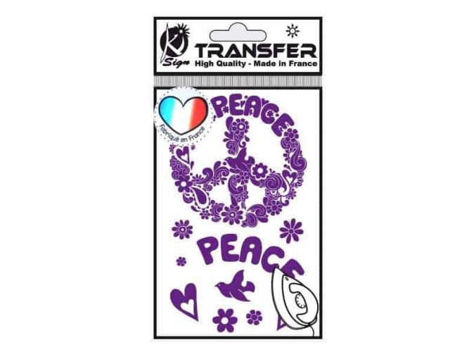 Samolepka na textil zažehlovací, motiv PEACE ń LOVE