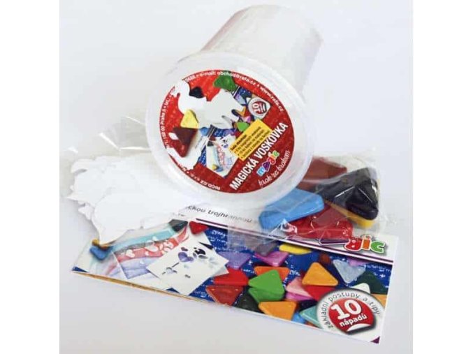 Sada MAGICKÁ VOSKOVKA KROK ZA KROKEM, 10 výseků, 6 voskovek, brožura, kyblík