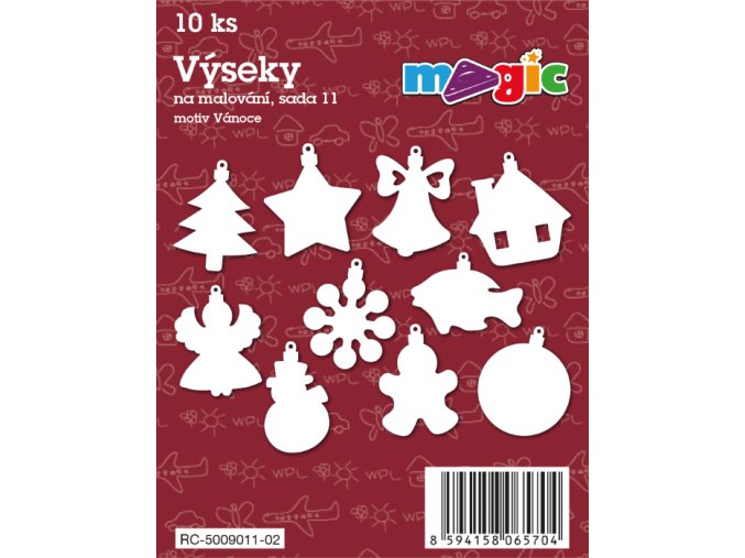 Papírové výseky MAGIC, 4 - 7cm, 10ks, sada 11 - Vánoce