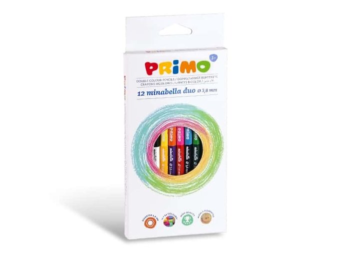 Pastelky šestihranné PRIMO MINABELLA DUO, tuha Ø 3,8mm, 12ks, papírový obal